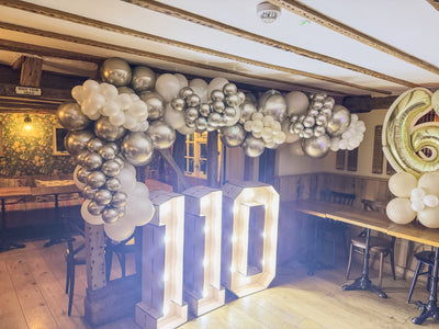 Balloon Décor Around LED Light-Up Rustic Numbers & Letters! 🎈✨